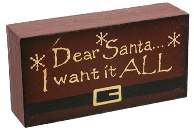 Dear Santa Word Block I Want It ALL